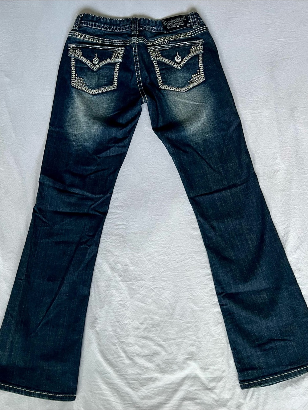 NWOT Rock & Roll Cowgirl Low Rise Dark Indigo Bootcut Jeans- Sz 29x34